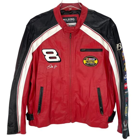 Wilson's Leather DALE EARNHARDT JR. LEATHER NASCAR JACKET Red Black White 2XL
